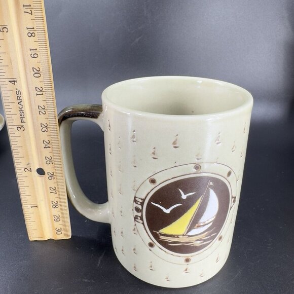Otagiri Sailboat Nautical Theme Coffee Mug Cup Stoneware Sea Ship Mug Cup VTG - Picture 3 of 12
